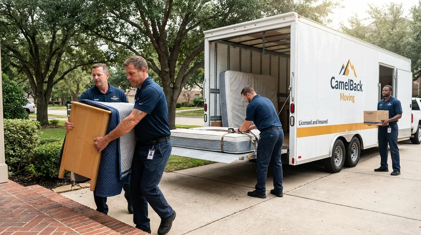 Crew loading residential truck for cross-state move from Carolina Beach, NC
