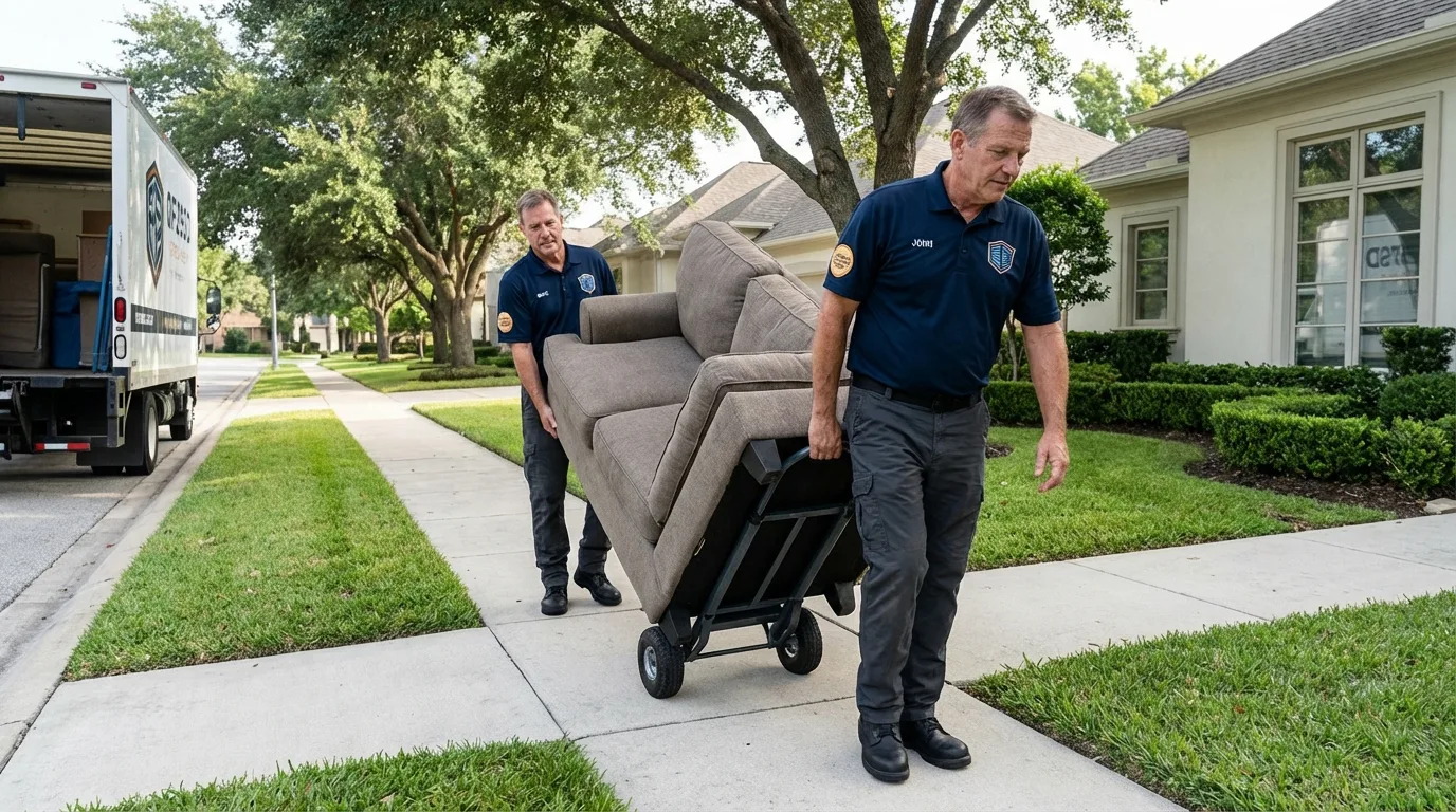Local residential moving crew loading furniture in Carolina Beach, NC