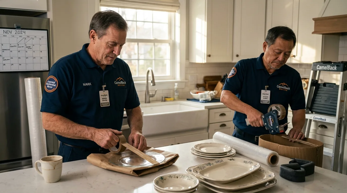 Professional crew packing kitchen dishware in Carolina Beach, NC